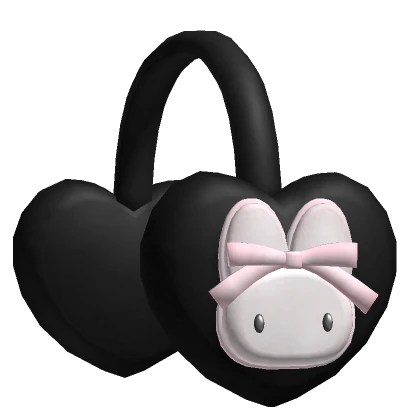 kawaii black heart bunny earmuffs