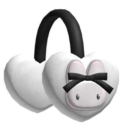 kawaii white heart bunny earmuffs