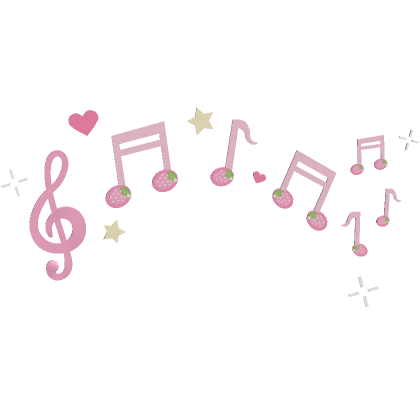 ♡ cute pink strawberry music notes