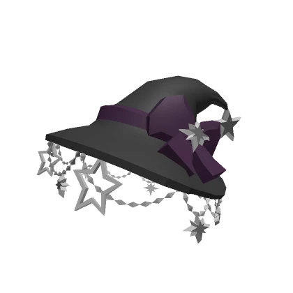 Starry Silver Halloween Witch Hat