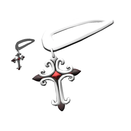 White and Red Gothic Cross Clips