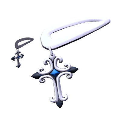 White and Blue Gothic Cross Clips