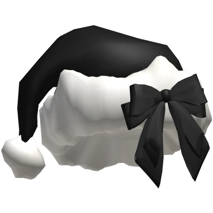 black kitty ears christmas santa hat with bow 