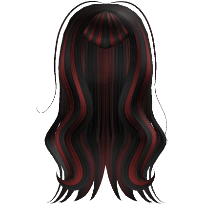 ♡ ♰ lil vampire flowy goth hair - red streaks