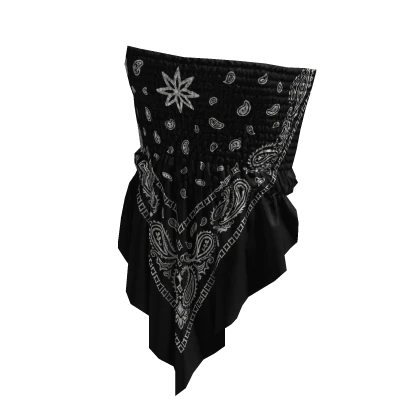 Bandana Frill Top Black