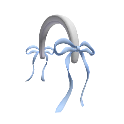 White Headband with Blue Ribbon Bows
