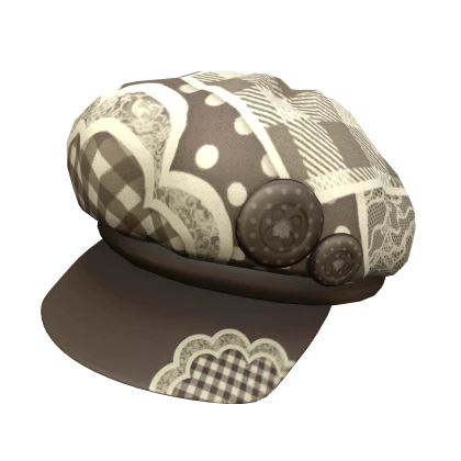 Brown Lace Cute Mori Kei Igari Polka Dot Cap