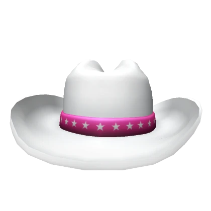 Starry White Doll Cowboy Hat w/ Pink Band 