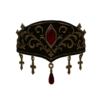 Veil of Thorns On Face With Red Crystal [Gold]