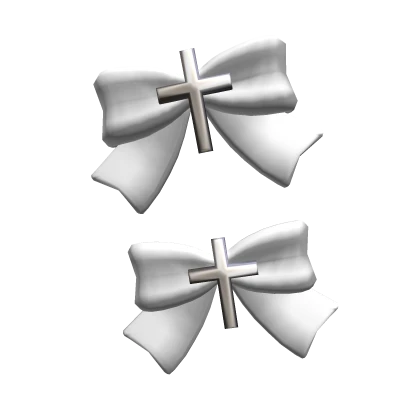 Cross Ribbon Bow Hairclips (white)