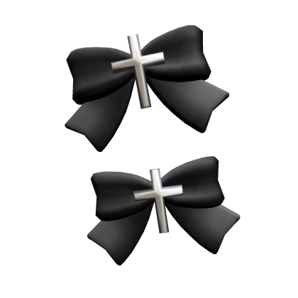 Cross Ribbon Bow Hairclips (black)