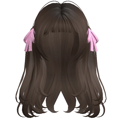 ♡ brown cute dolly hair + pink polka dot ribbons