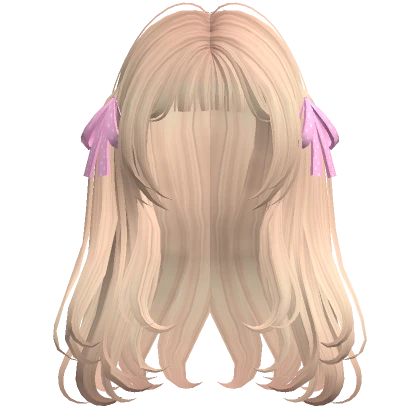 ♡ blonde cute dolly hair + pink polka dot ribbons