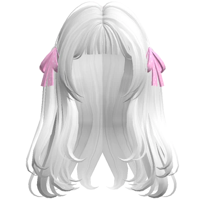 ♡ white cute dolly hair + pink polka dot ribbons