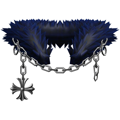 Blue Light Chained Heraldic Lily Pendant Neck Fur