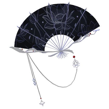 Blue Silver Lotus Celestial Fan