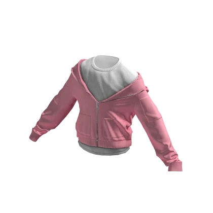 Pink/White Layered Zipped Hoodie