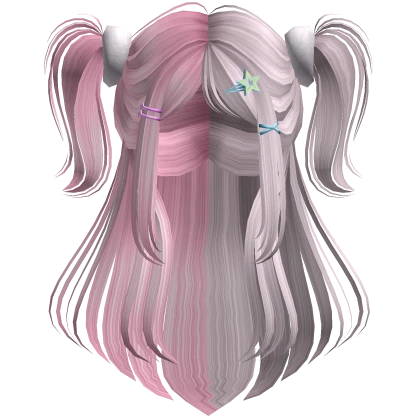 Kawaii Straight Hair w/ pigtails - Pink Edition