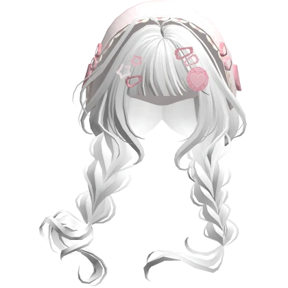 White Mori Kei Igari Braids w/ Pink Bonnet