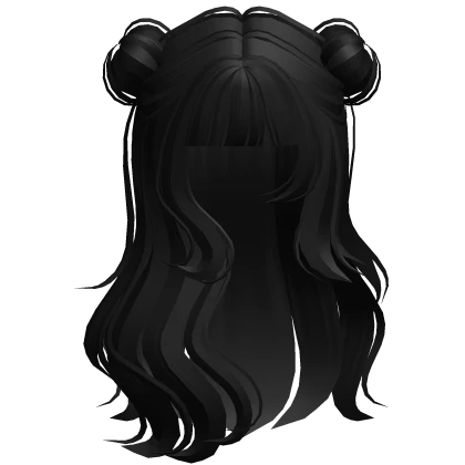 Aesthetic Swirly Space Buns Long Hairstyle Black
