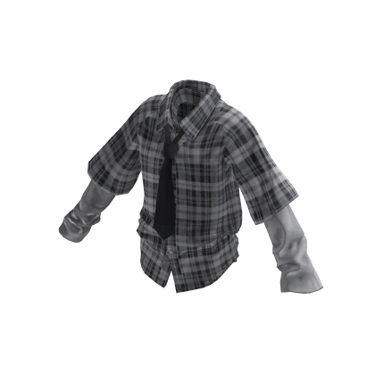 💗Y2K OVERSIZED SHIRT WITH TIE_GREY