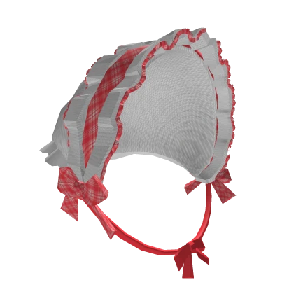 Red plaid igari cottage ruffled bandana headscarf