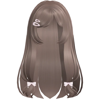 🤍 ribbon tied long cute princess hair fawn brown