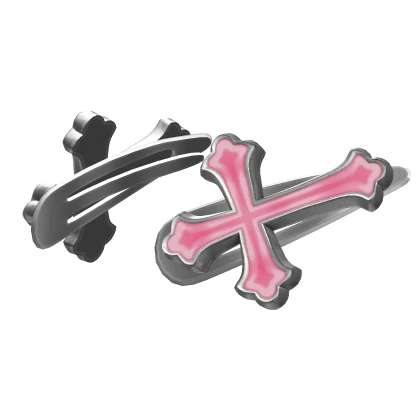 Silver & Pink 2K Cross Hairclip
