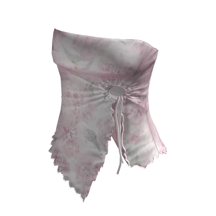 🍀Summer Drawstring Tube Top (Pink Flower)