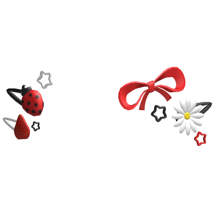 Spring Flower Ladybug Hair Clips