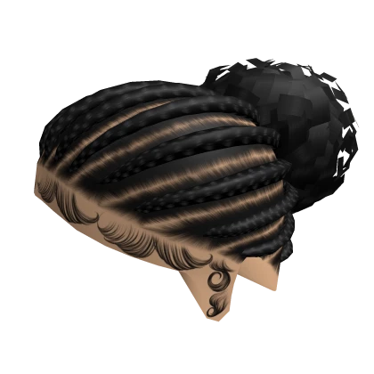 Mini Braids W Afro Bun [Black]