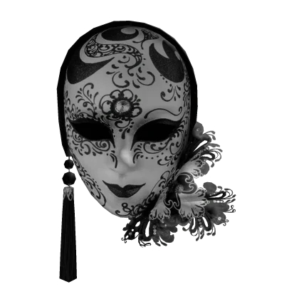 Venetian Black n White Lady Mysterious Ball Mask