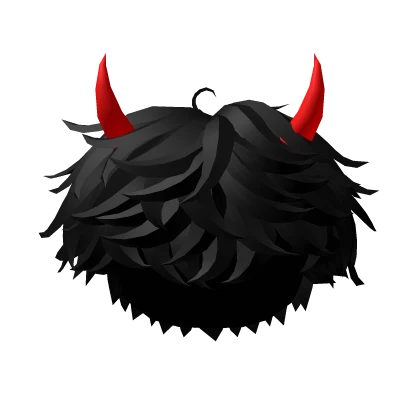 Halloween Messy Hair + Red Horns (black)