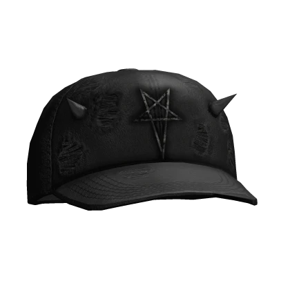 Black Distressed Pentagram Hat