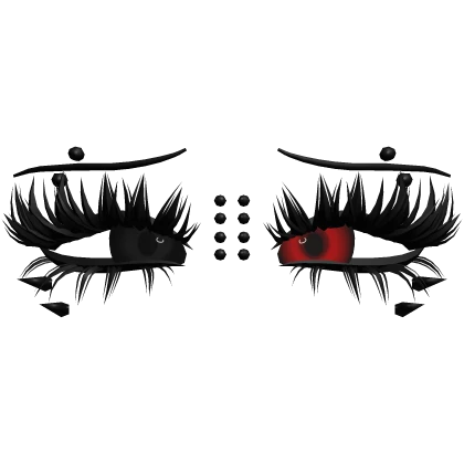 ♡ emo lashes w piercings (red/black)