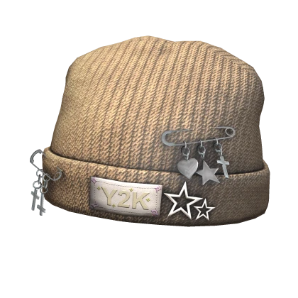 y2k punk igari beanie cap cream