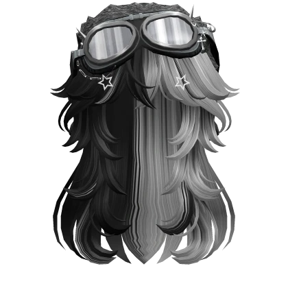 Black&Gray Long Hair w/ Y2K Goggles Ushanka