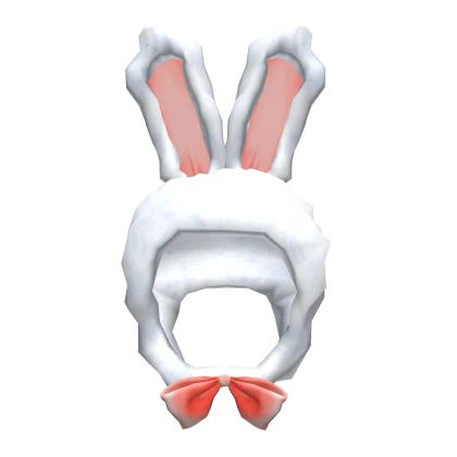 ୨୧ Kawaii ribbon white n/red bunny hood