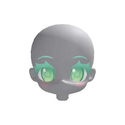 Chibi Head Green Pastel Eyes