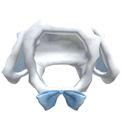 ୨୧ Kawaii ribbon white n/ blue droppy bunny hood