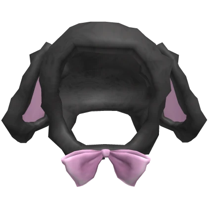 ୨୧ Kawaii ribbon black droppy bunny hood