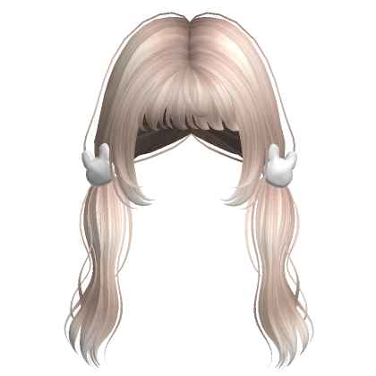 ♡ platinum blonde fluffy low pigtails bunny clips