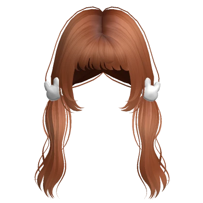 ♡ ginger fluffy low pigtails + bunny hairclips