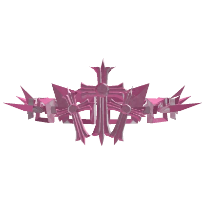 Cross Emo Spikey Chain Crown Pink