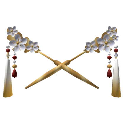 Traditional Blossom Hairpins in Yellow Golden