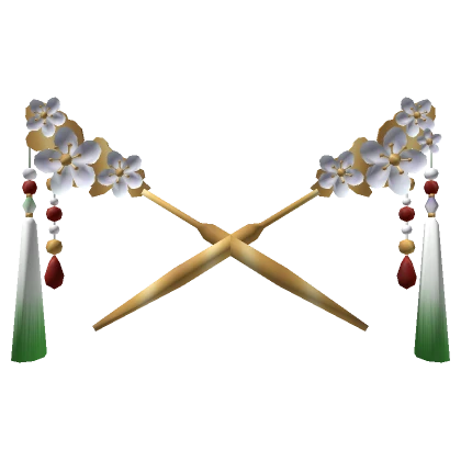 Traditional Blossom Hairpins In Green