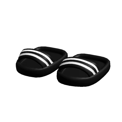 Black White Striped Slippers