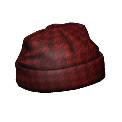 Brim Beanie Red Houndstooth