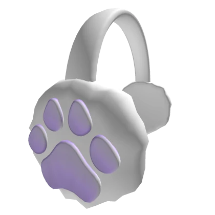 White Fluffy Earmuffs w/ Pastel Purple Paws