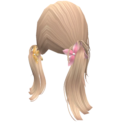 Quiescent Low Floral Clipped Pigtails (Blonde)